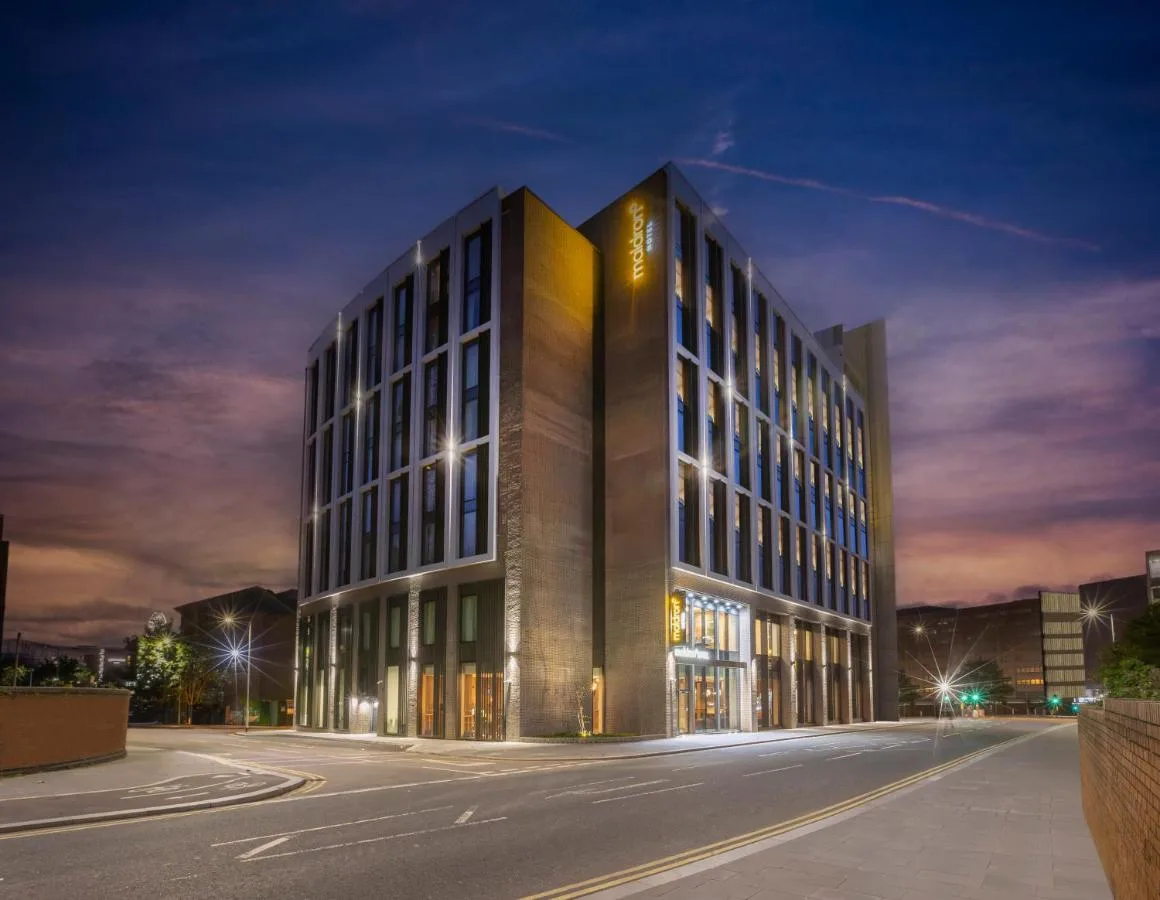 Exterior rendering of Maldron Hotel Liverpool City Centre at night